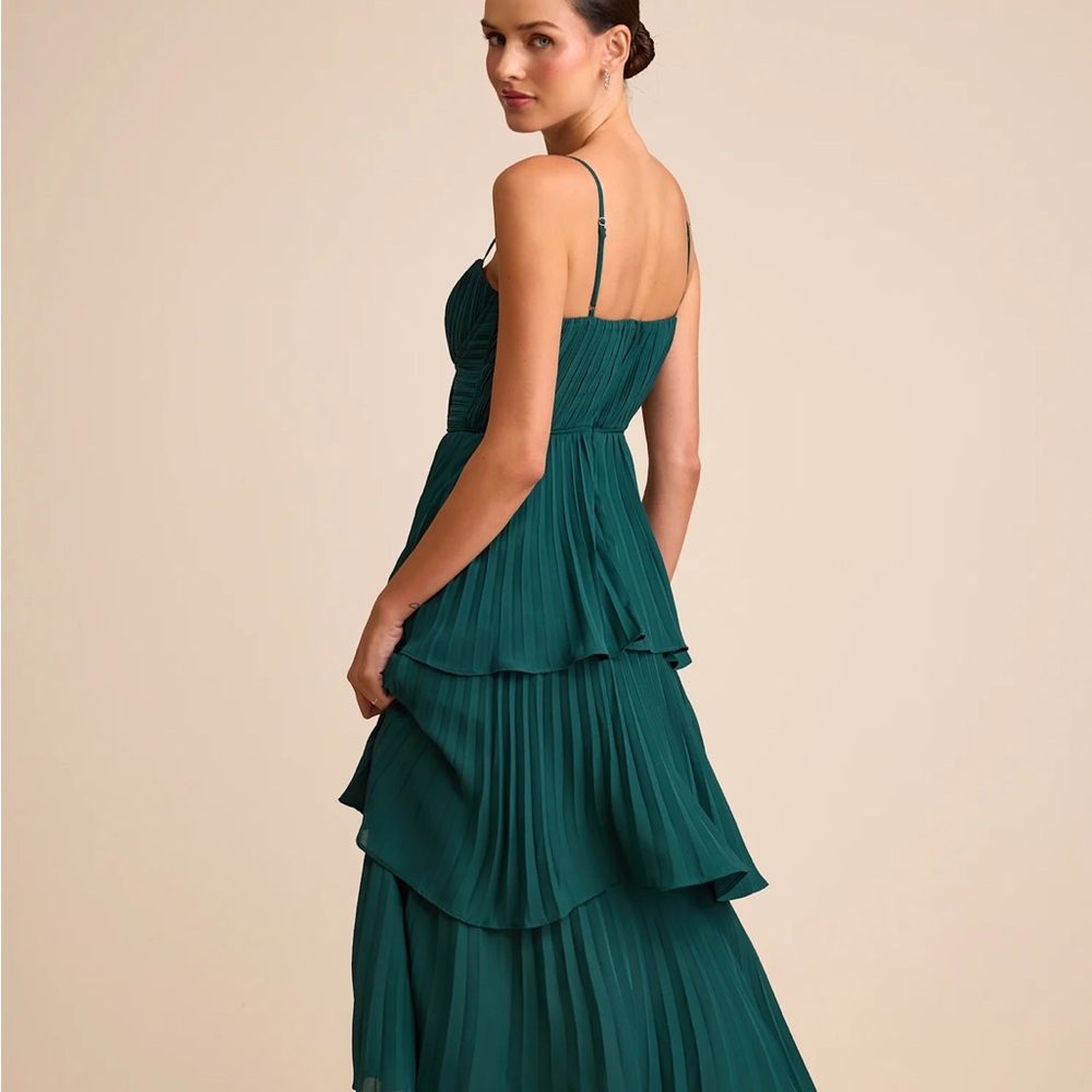 Lulu's Teal Tiered Midi Dress